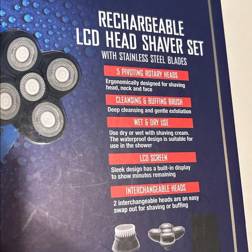 Barbasol rechargeable LCD head shaver set NEW